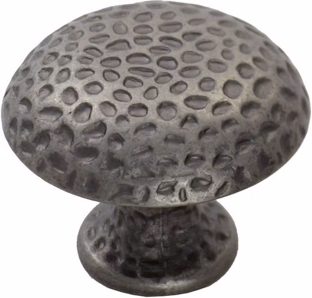 Loops Dimpled Mushroom Cupboard Door Knob, Antique Steel, 38mm Dia, Grey Matt Finish