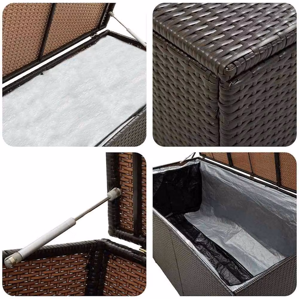 Berkfield Home Garden Brown Poly Rattan Storage Box W/D/H: 200 x 50 x 60 cm – 4