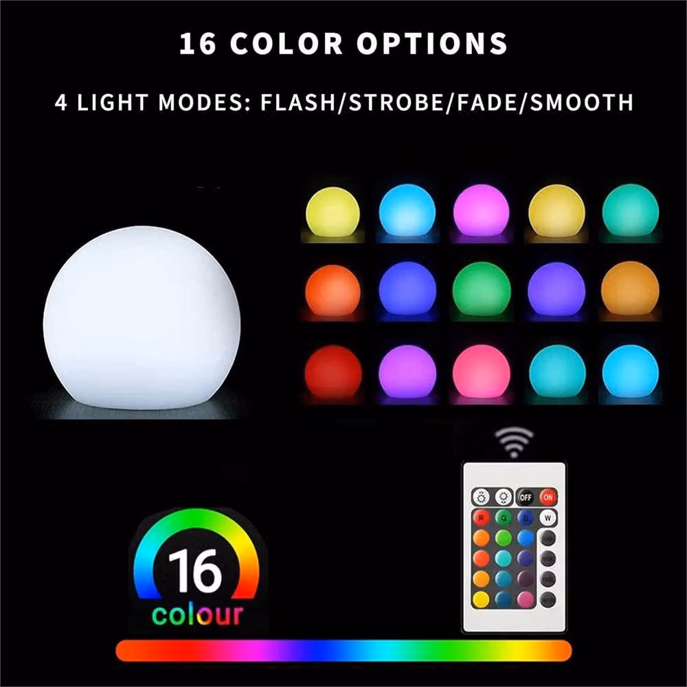 Nordara RGB LED Globe Ball Night Light with Remote Control, Multicolour Shatterproof Sphere Lamp for Garden and Tabletop Use – 3