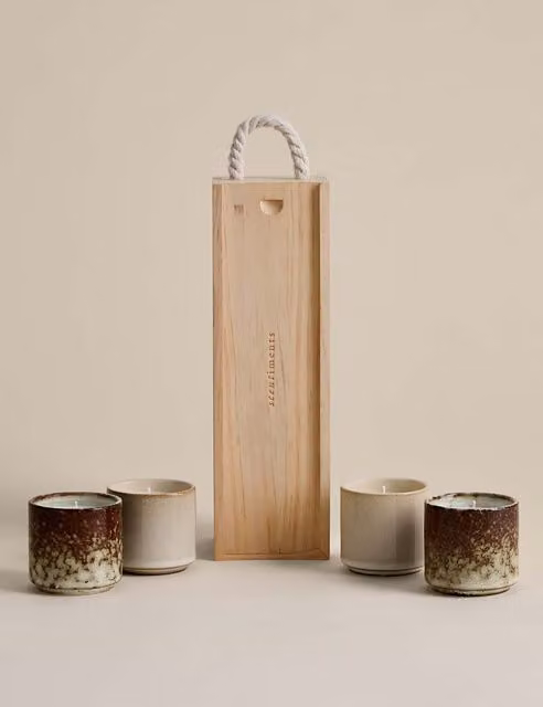 Scentiments Set of 4 Espresso Mug Candles in Brown Mix