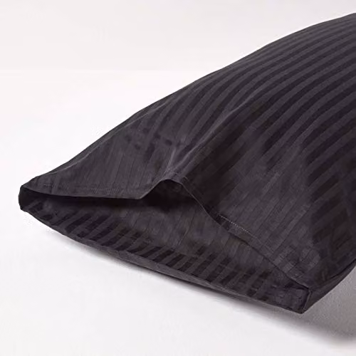 Homescapes Black Egyptian Cotton Satin Stripe Housewife Pillowcase, 330 TC – 3