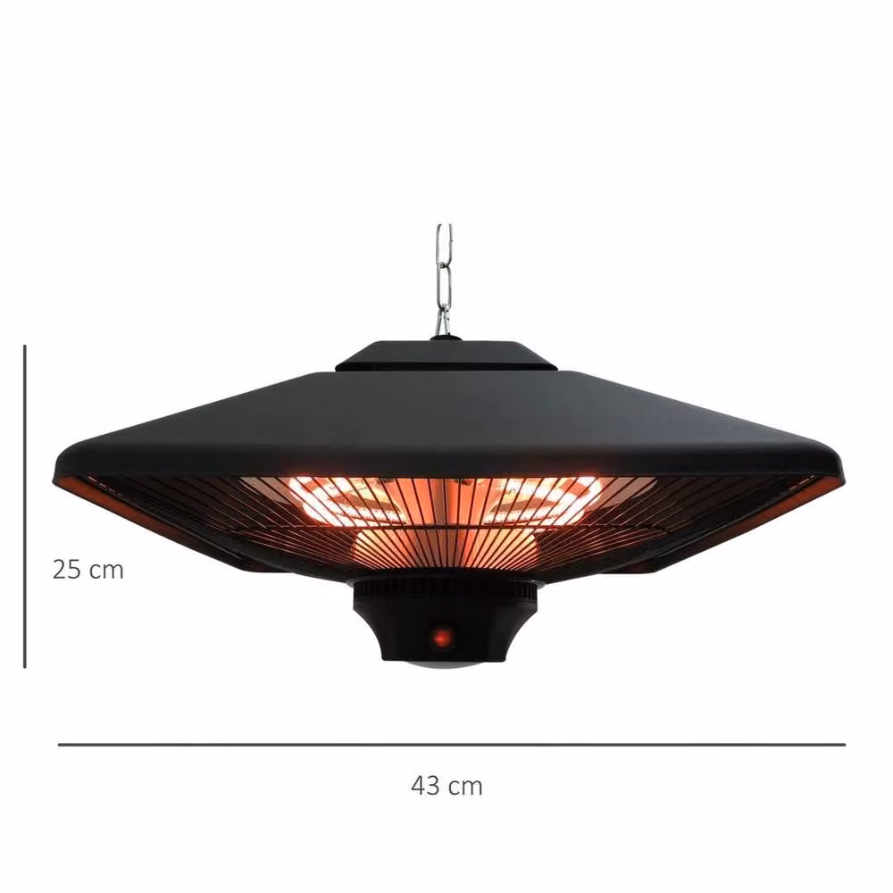Kelvenix 2kW Electric LED Heater in Black, W: 1 m, H: 0.5 m – 2