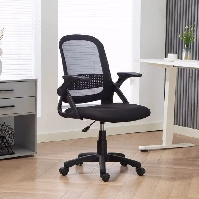 EONLION Ergonomic Swivel Computer Chair in Black Fabric – 1