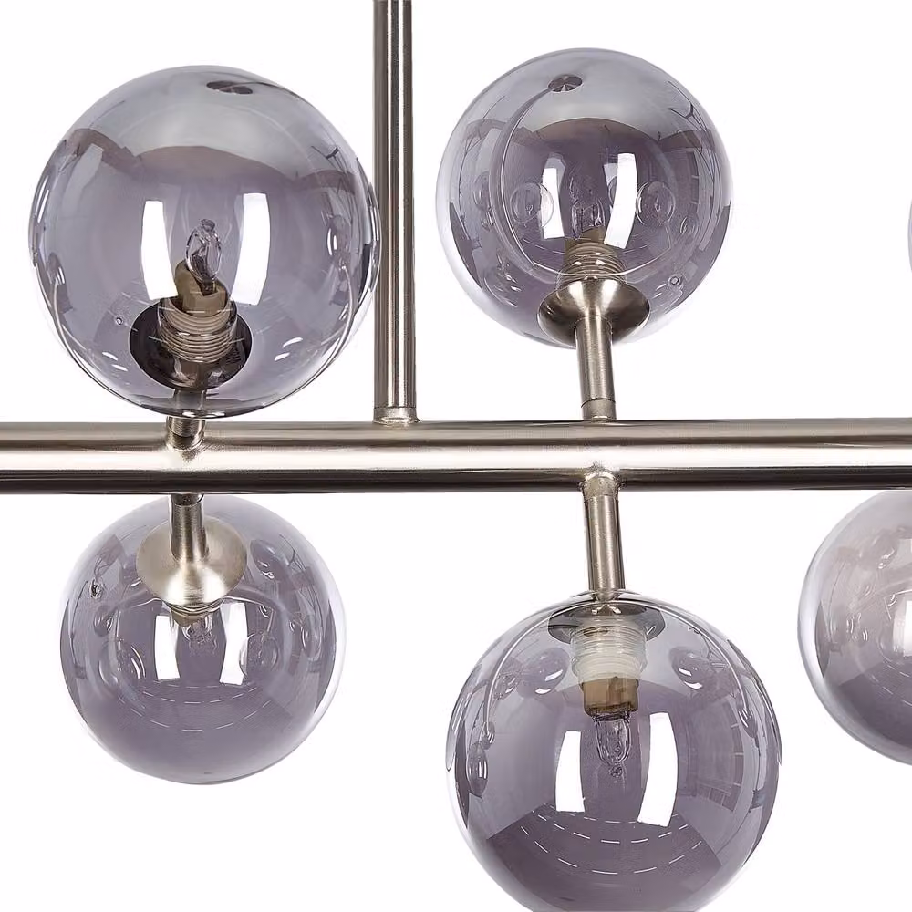 Wyld and Coco 10-Light Modern Silver and Transparent Glass Pendant Lamp – 3