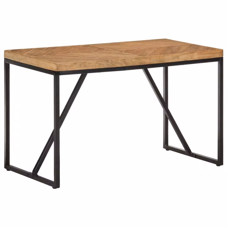 Berkfield Home Durable Rectangular Dining Table in Brown and Black, Solid Acacia and Mango Wood with X-Frame, W/D/H: 120 x 60 x 76 cm