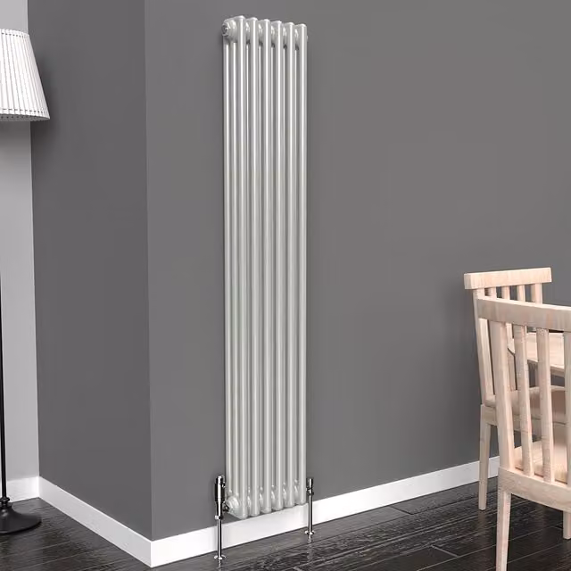 Lux Heat Vertical Coloured Column Radiator in Dove Grey, H 150 cm x W 29 cm