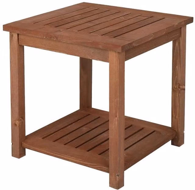 SPETLEK Square Wooden Side Table in Brown for Garden and Patio