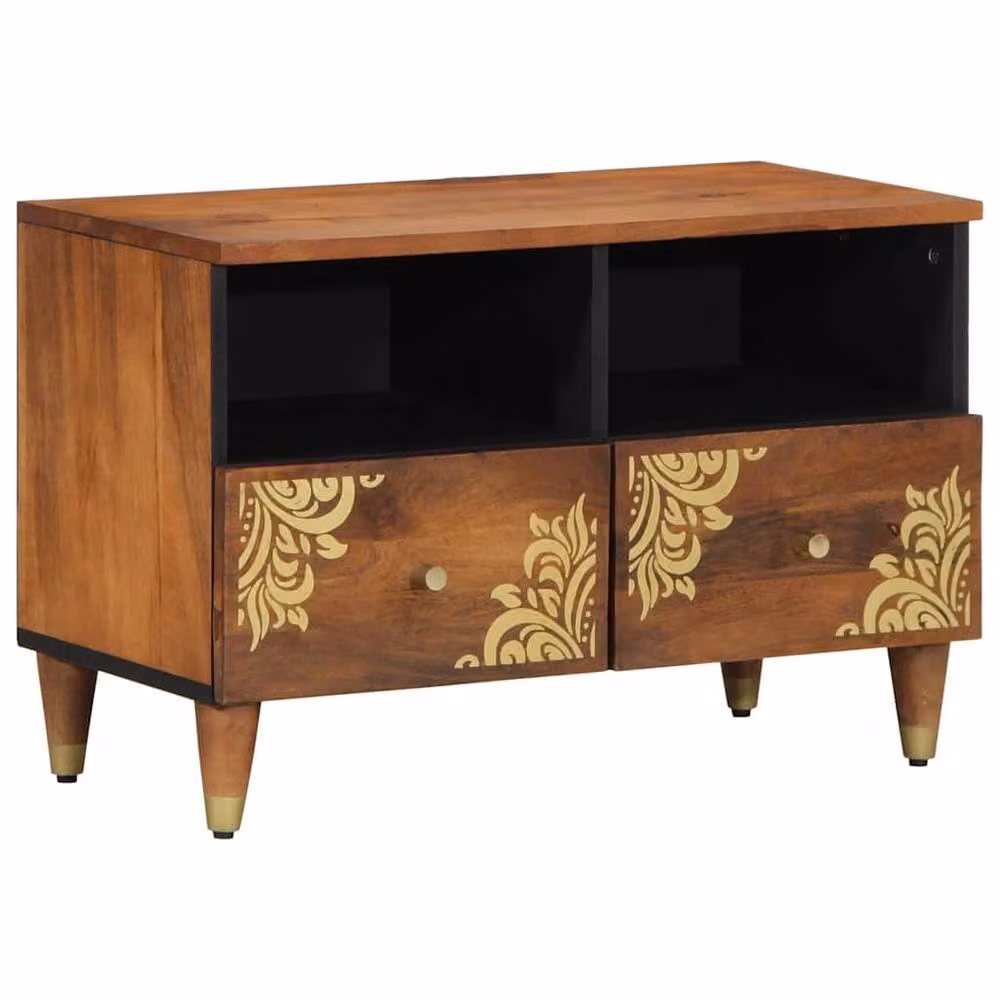 Berkfield Home Solid Mango Wood TV Cabinet in Brown, W/D/H: 70 x 33 x 46 cm – 2