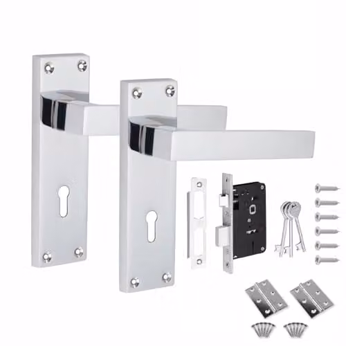Golden Grace Victorian Delta 3 Lever Lock Door Handles in Polished Chrome – 1