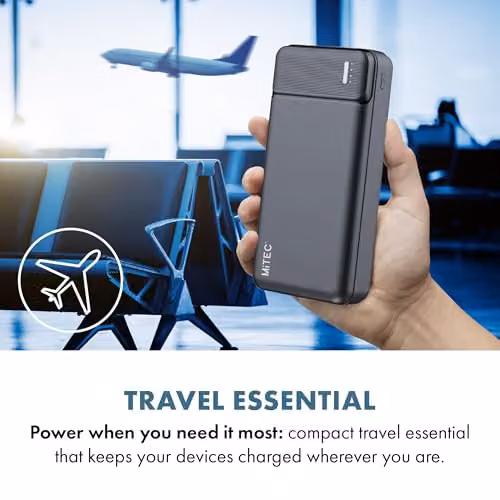 MiTEC MiPOWER 20,000 mAh Portable Power Bank with PD Fast Charge and Multiple USB Ports, Black – 3