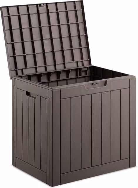 Vonhaus Lockable Plastic Garden Storage Box in Grey