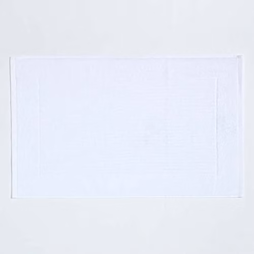 HOMESCAPES Imperial Plain White Bath Mat, 100% Turkish Cotton, W/D/H: 80 x 50 x 0.5 cm