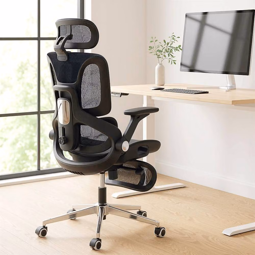 Rolipo Ergonomic High Back Mesh Office Chair in Black with Headrest and Armrests – 4