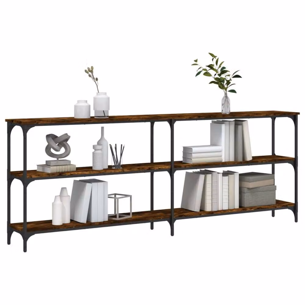 Berkfield Home Smoked Oak Console Table in Brown, W/D/H: 200 x 29 x 75 cm – 3