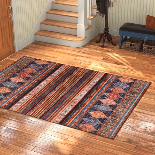 Woohoo Furniture Flatweave Istanbul Chenille Rug in Red and Multicolour, W: 160 cm, L: 230 cm
