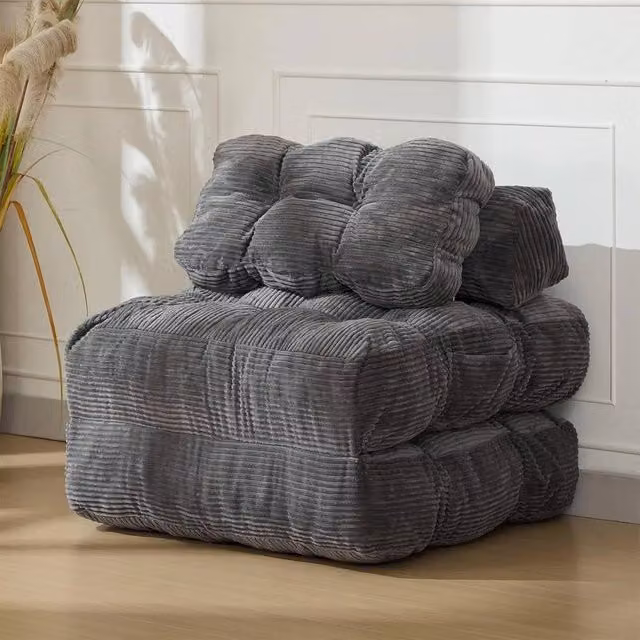 VOGREX Folding Futon Sofa Bed Convertible Sleeper Chair in Grey – 1