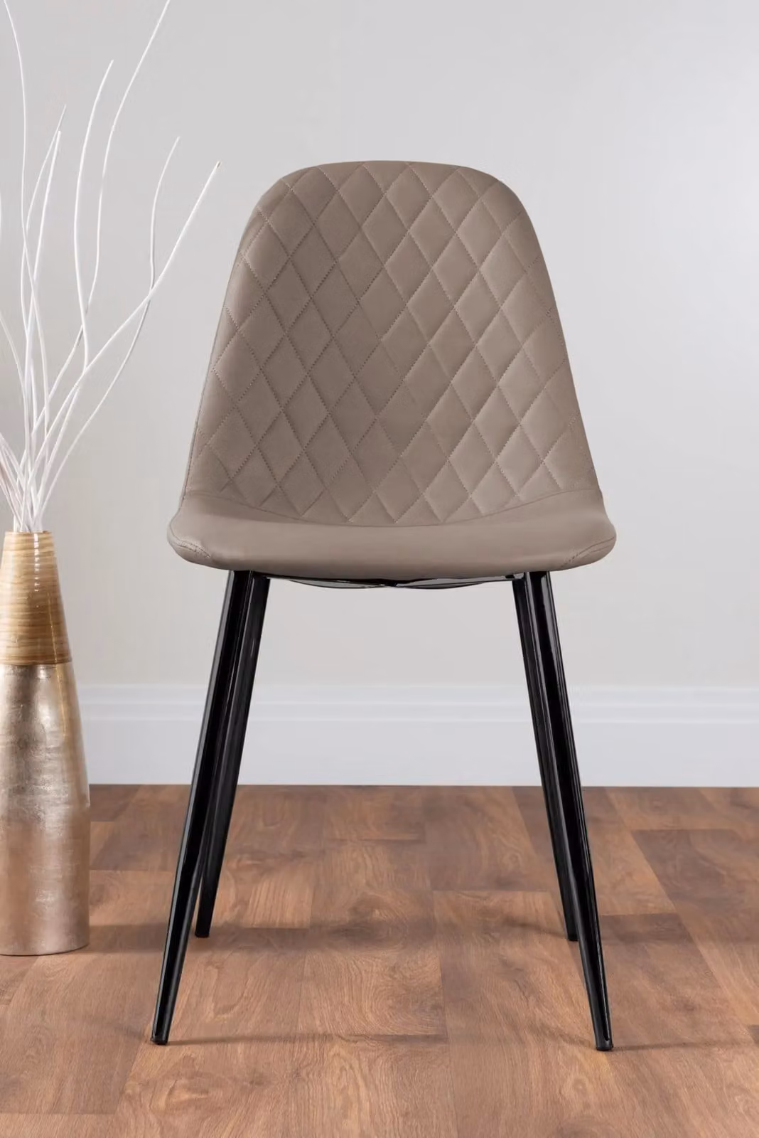 FurnitureboxUK Adley Grey Concrete Effect and Black Round Dining Table with Shelf and 4 Beige Faux Leather Corona Dining Chairs – 3