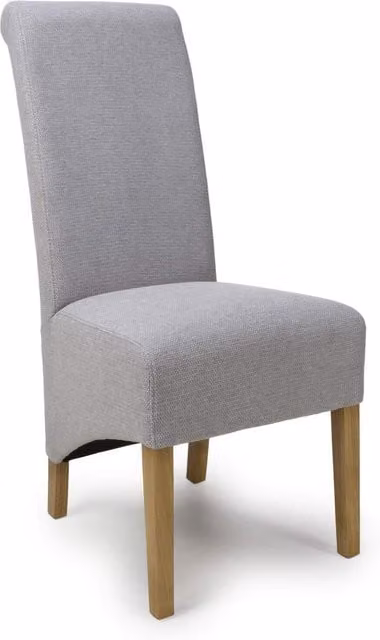 Shankar Classic Geometric Dining Chair in Grey Fabric with Rubberwood Frame