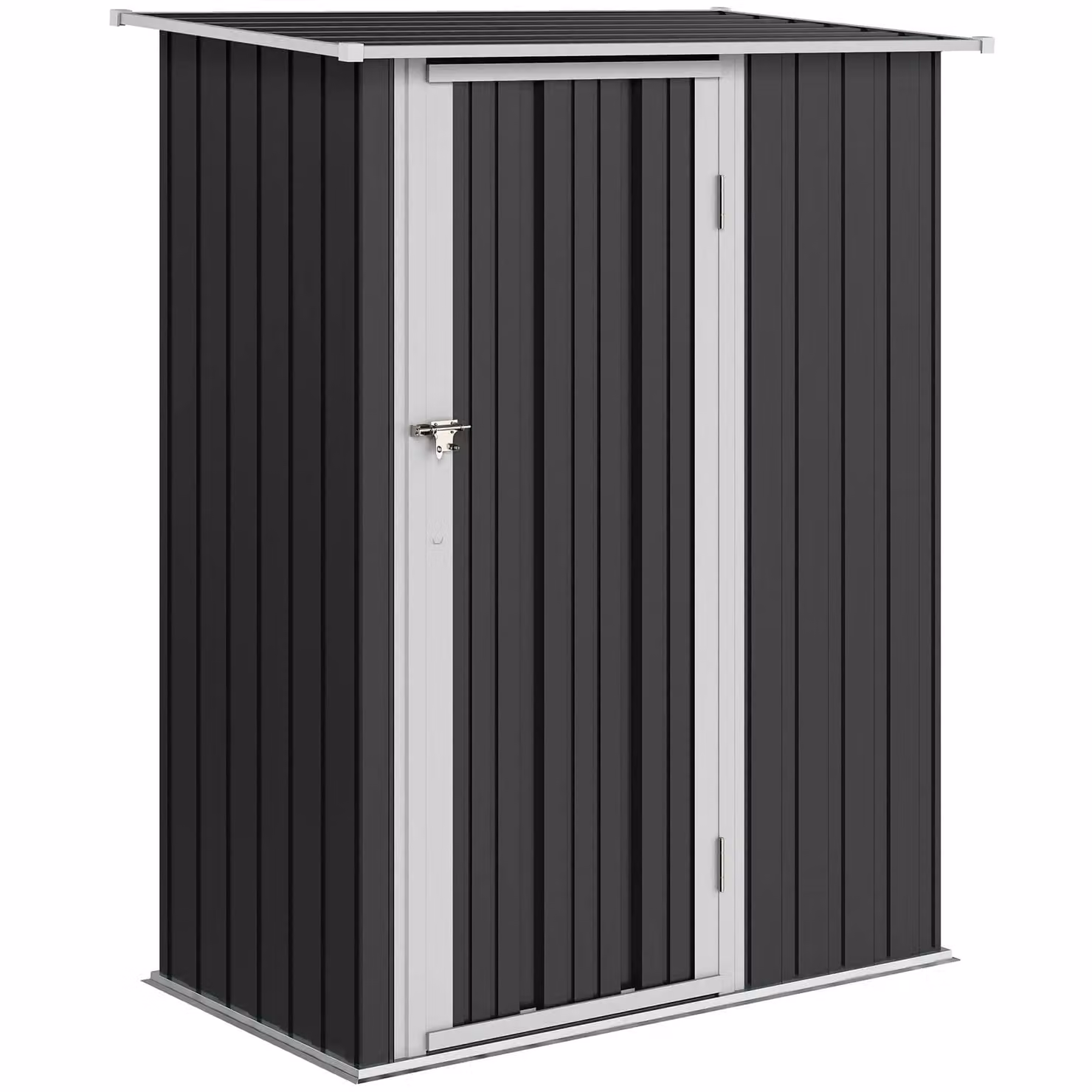 OUTSUNNY Grey Steel Outdoor Storage Pent Garden Shed with Lockable Door – 2