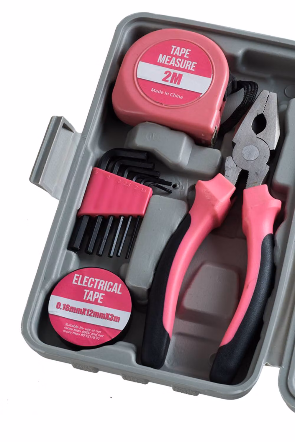 Living and Home 24-Piece Household Repair Tool Kit with Grey Storage Case in Pink – 3