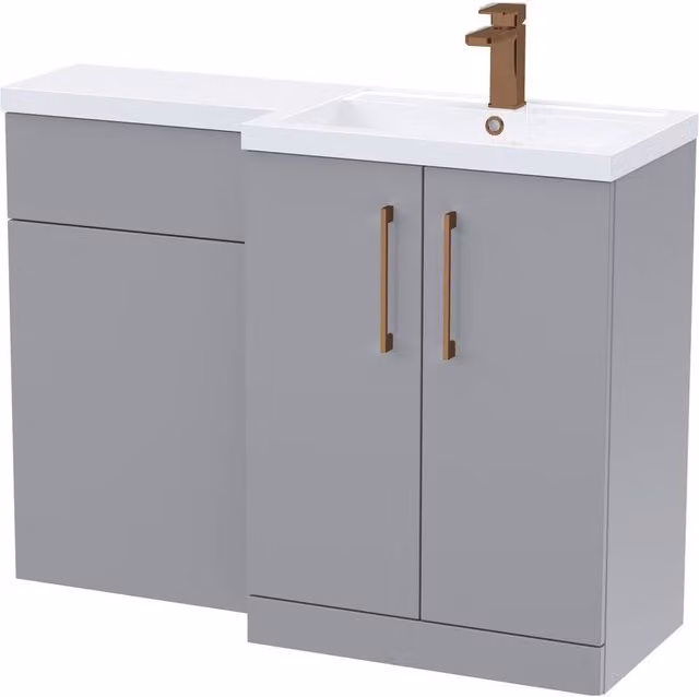 Balterley Modern Satin Grey Right-Hand Vanity and WC Unit Combination, W: 110 cm, H: 84 cm