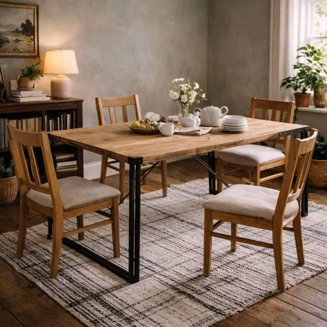 Wyld Haus Toivakka Industrial Rectangular Dining Table in Brown with Reclaimed Wood and Metal Sled Base W/D/H: 180 x 90 x 78 cm – 1