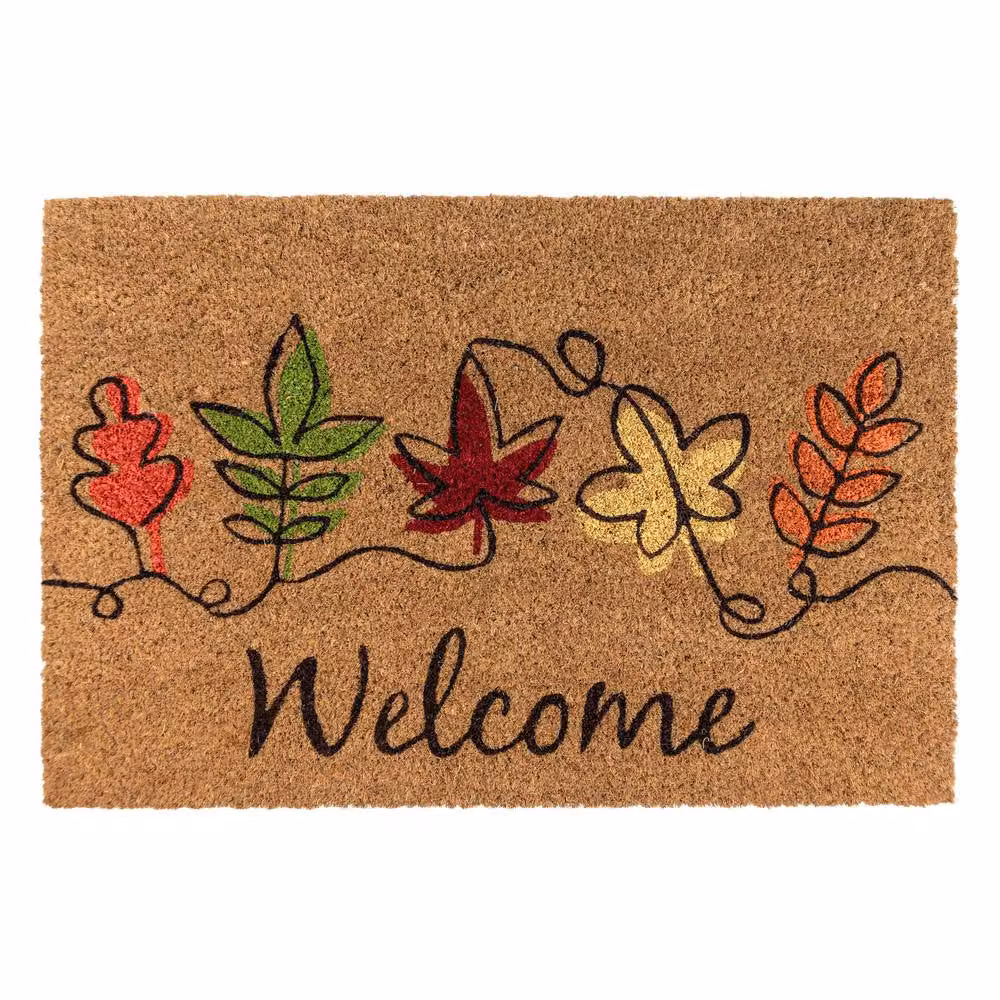 JVL Coir Doormat with PVC Backing, Floral Design in Brown and Multicolour, W: 40 cm, D: 60 cm – 2