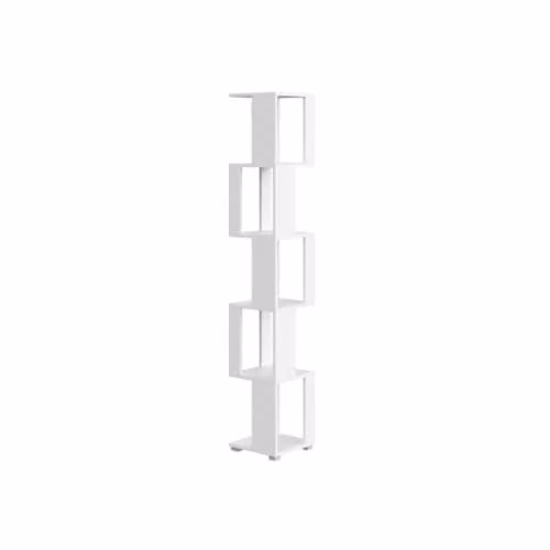 Shefa Line 5 Tier Corner Bookshelf, White Freestanding Slim Cube Storage Unit, Height: 168 cm – 1