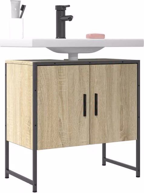 Berkfield Home Sonoma Oak Bathroom Sink Cabinet, Brown, W/D/H: 60 x 33 x 60 cm