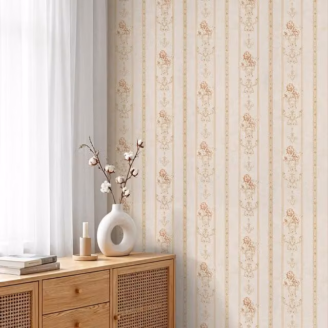 Lifeideas 3D Embossed Non-Woven Floral Botanical Wallpaper in Beige