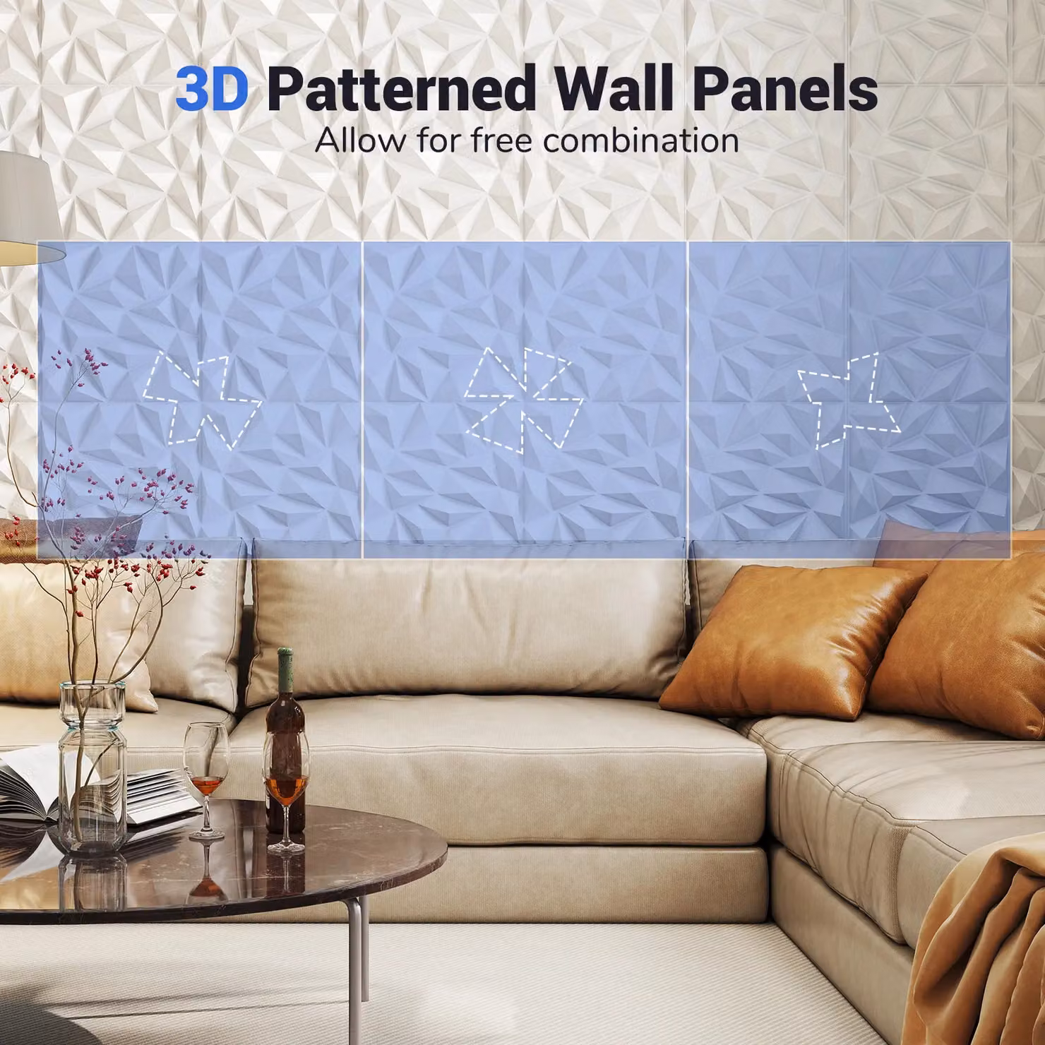 Gymax 20-Pack White Geometric 3D PVC Wall Tiles for DIY Painting and Cutting – 2
