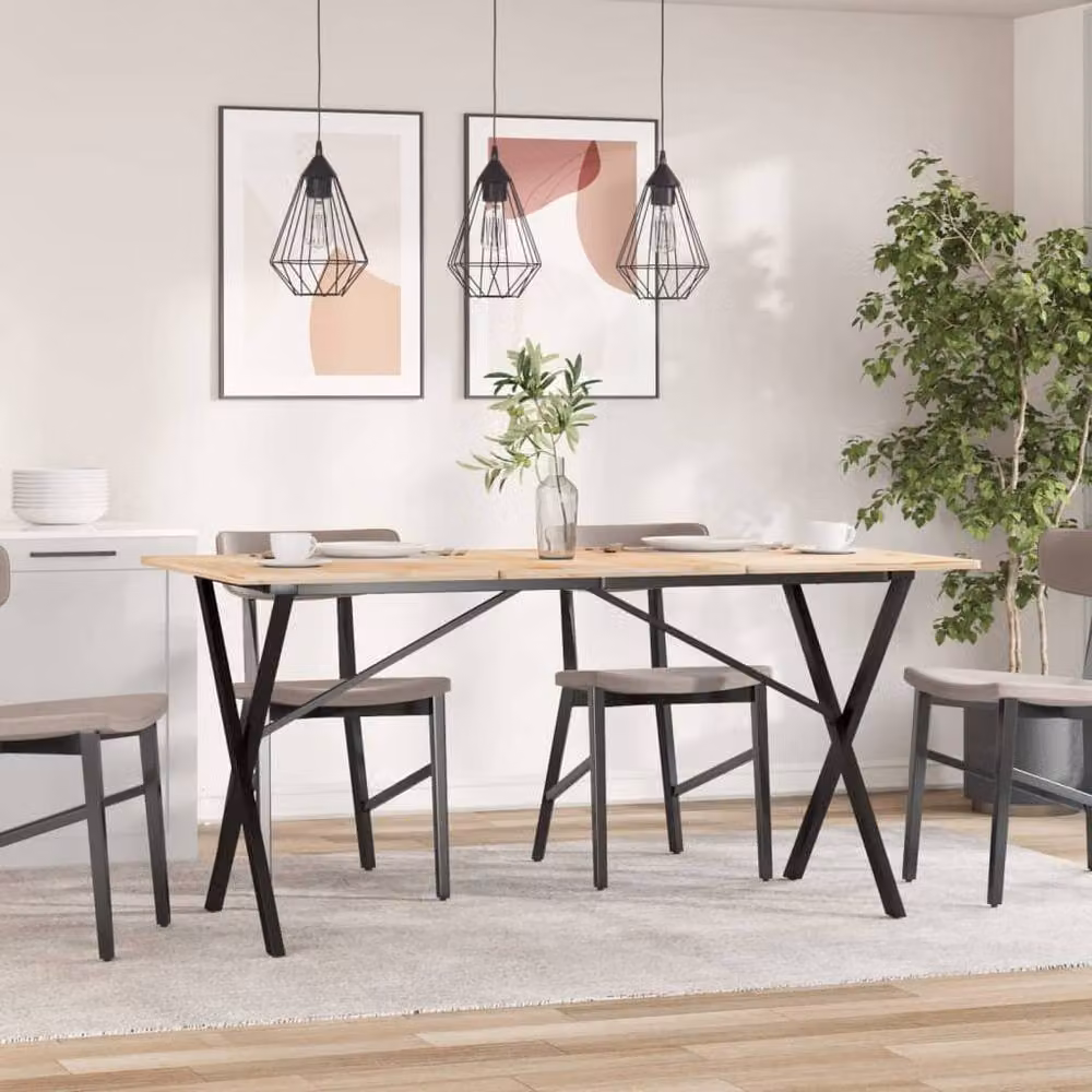 Berkfield Home X-Frame Dining Table Legs in Black Steel, W/D/H: 140 x 60 x 73 cm – 2