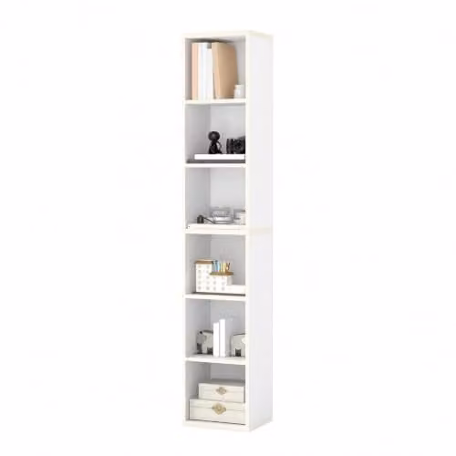Levede 6 Tier Tall Freestanding White Cube Bookshelf with 6 Open Storage Cubes, H 158.5 x W 30.0 x D 24.0 cm – 1