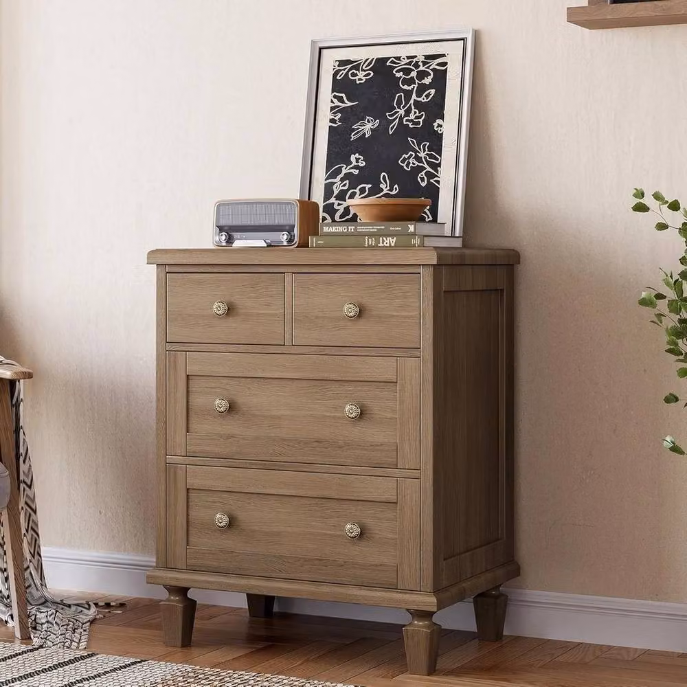 VOGREX Vintage 4 Drawer Wood Dresser in Brown – 6