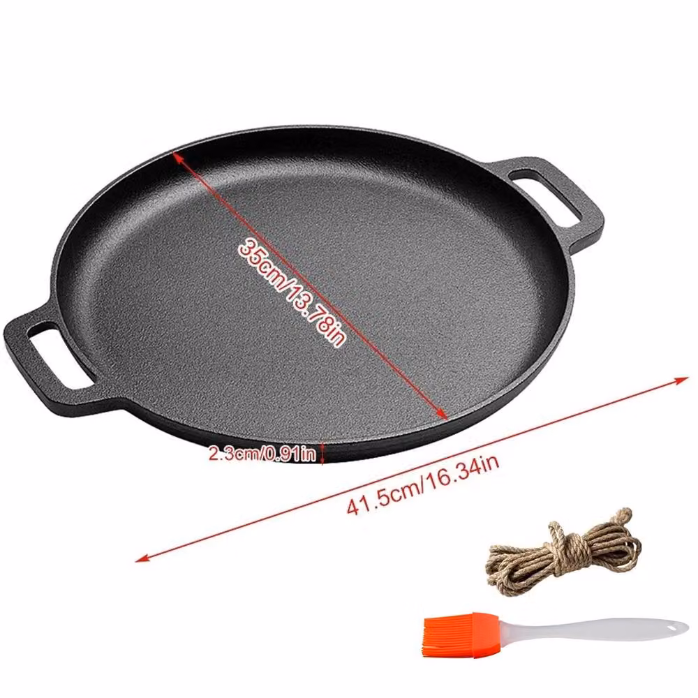Ventryn Non Stick Cast Iron Grill Pan with Double Handles, Black, Diameter: 35 cm – 2