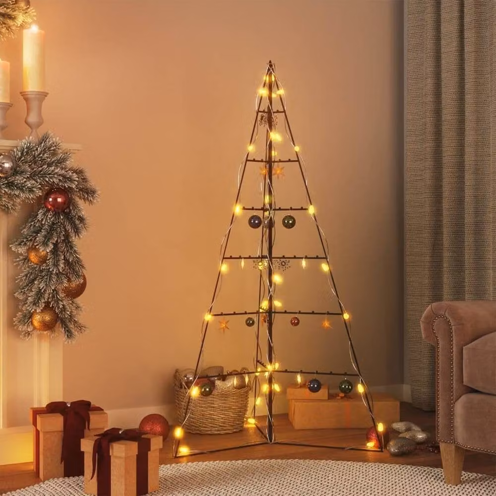 Berkfield Home Modern Metal Christmas Tree with Star Decoration, Black, Height: 140 cm – 2
