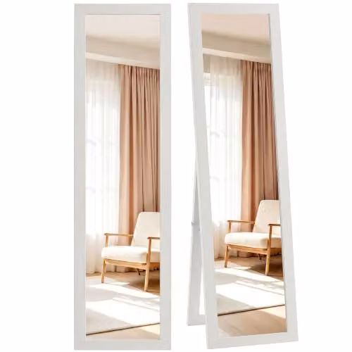 HOMCOM Full Length Rectangular Mirror in White, Freestanding or Hanging, W: 37 cm, H: 157 cm – 1
