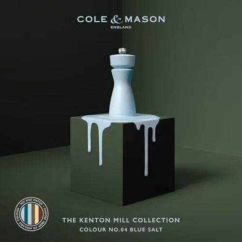 Cole & Mason Kenton Blue Salt and Pepper Mill with Adjustable Ceramic Grind, Height: 15 cm – 2