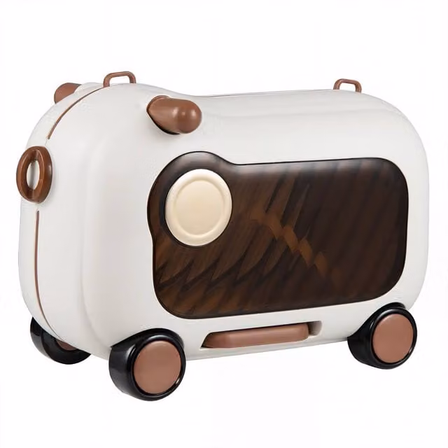 Costway White Lightweight Portable Ride-on Luggage Suitcase with Retractable Pedal – 1