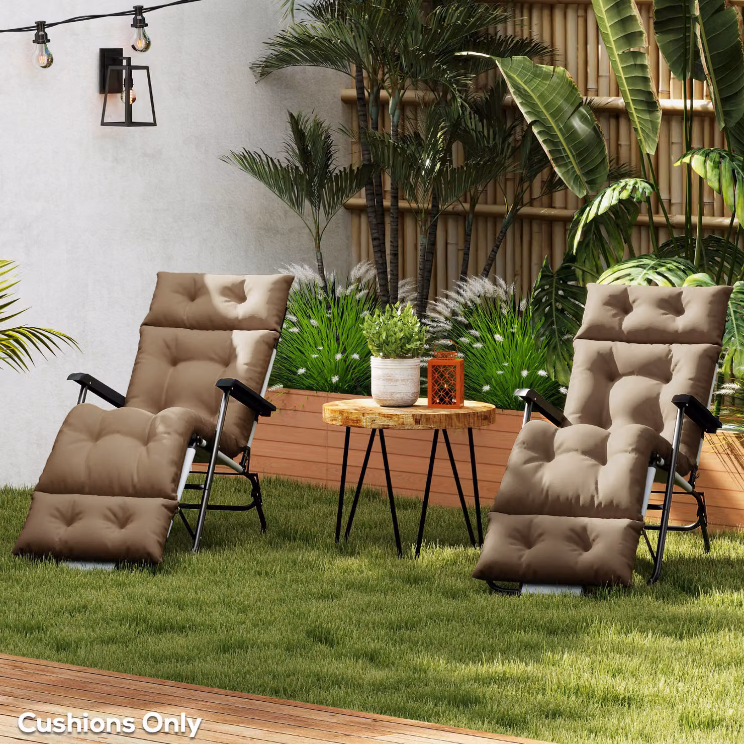 Outsunny Set of 2 Sun Lounger Replacement Cushions in Beige, W/D/H: 190 x 56 x 10 cm – 7