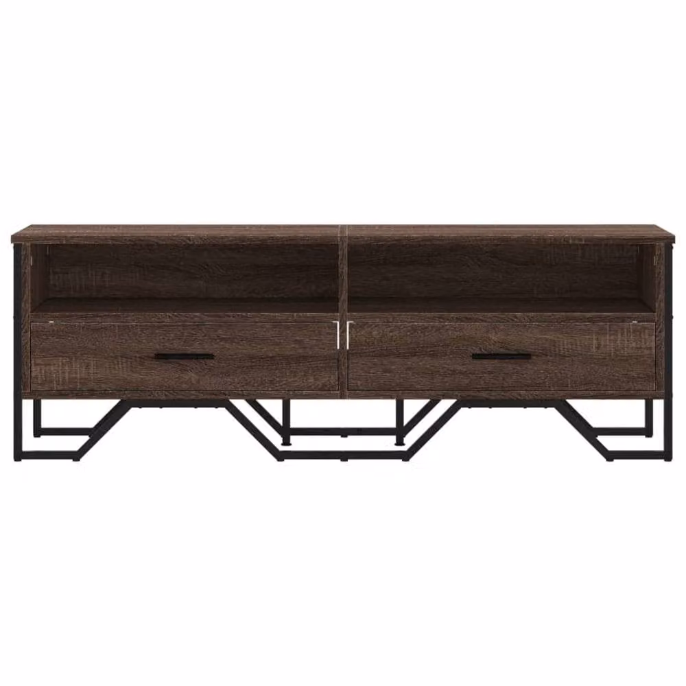 Berkfield Home Industrial TV Cabinet in Brown Oak, W/D/H: 122 x 34 x 41 cm – 4