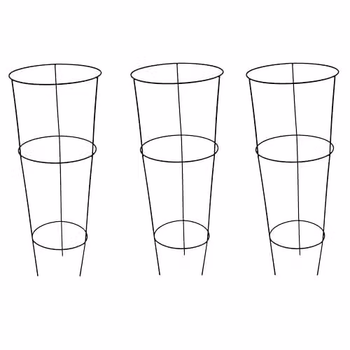 Garden Gear Black Metal Conical Plant Supports for Taller Flowers, Pack of 3, H60 x W18 x D25-22 cm – 1