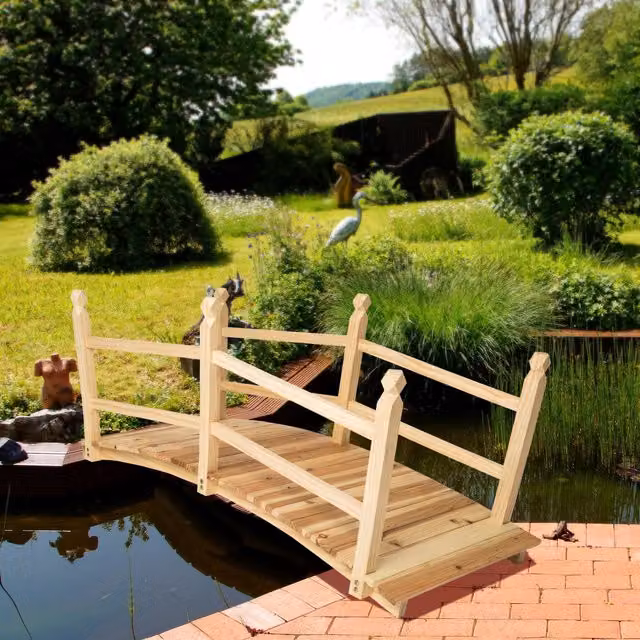 Tectake Brown Wooden Garden Bridge