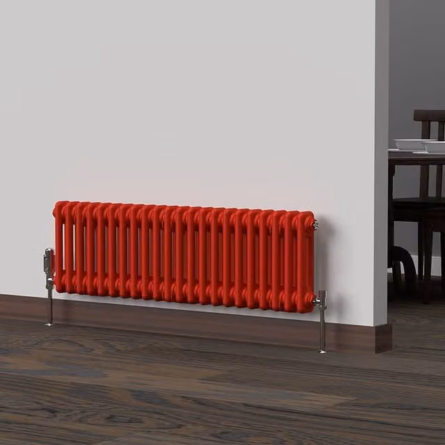 Lux Heat Horizontal Column Radiator in Poppy Red, 2 Column, W: 30.0 cm, H: 101.0 cm