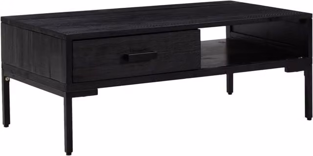 Berkfield Home Black Solid Pinewood Coffee Table, W: 90 cm, D: 50 cm, H: 35 cm