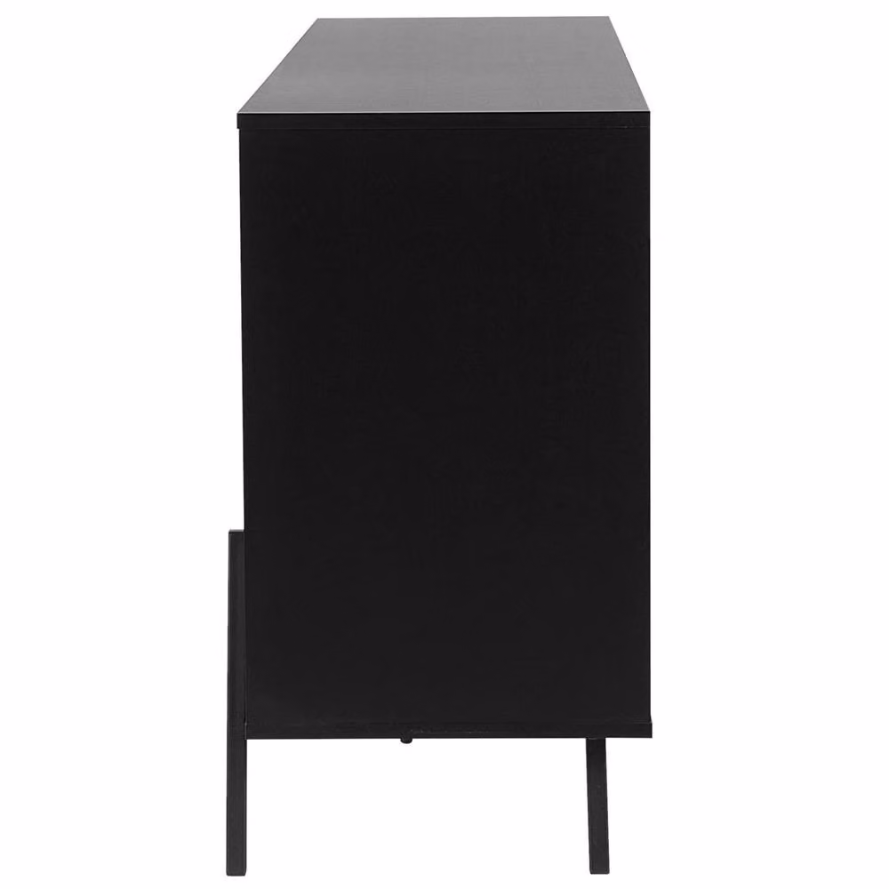 Wyld and Coco Nordic Sideboard in Light Brown and Black with 2 Cabinets and 3 Drawers – 4
