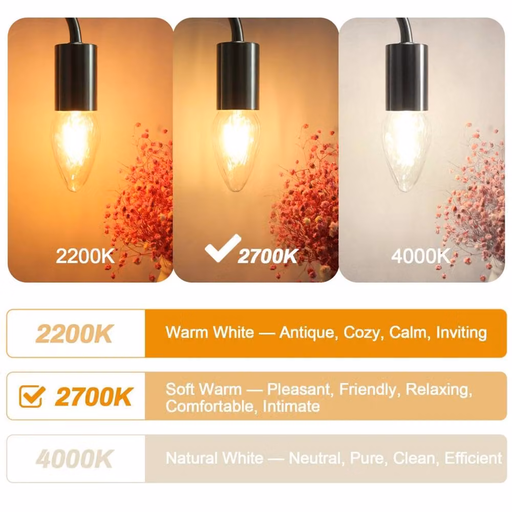 Havendro B15 LED Filament Candle Bulb, 4W, Warm White, Dimmable, Clear Glass – 2