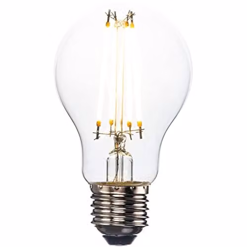 Loops 7W E27 LED Vintage Filament GLS Bulb, Warm White, 806 Lumens, Dimmable, Transparent Glass