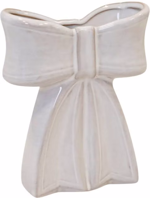 Four Candle Small White Ceramic Bow Vase