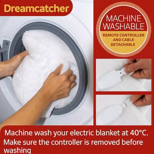 Dreamcatcher Sherpa Double Electric Blanket in White, W/D/H: 140 x 200 cm – 5